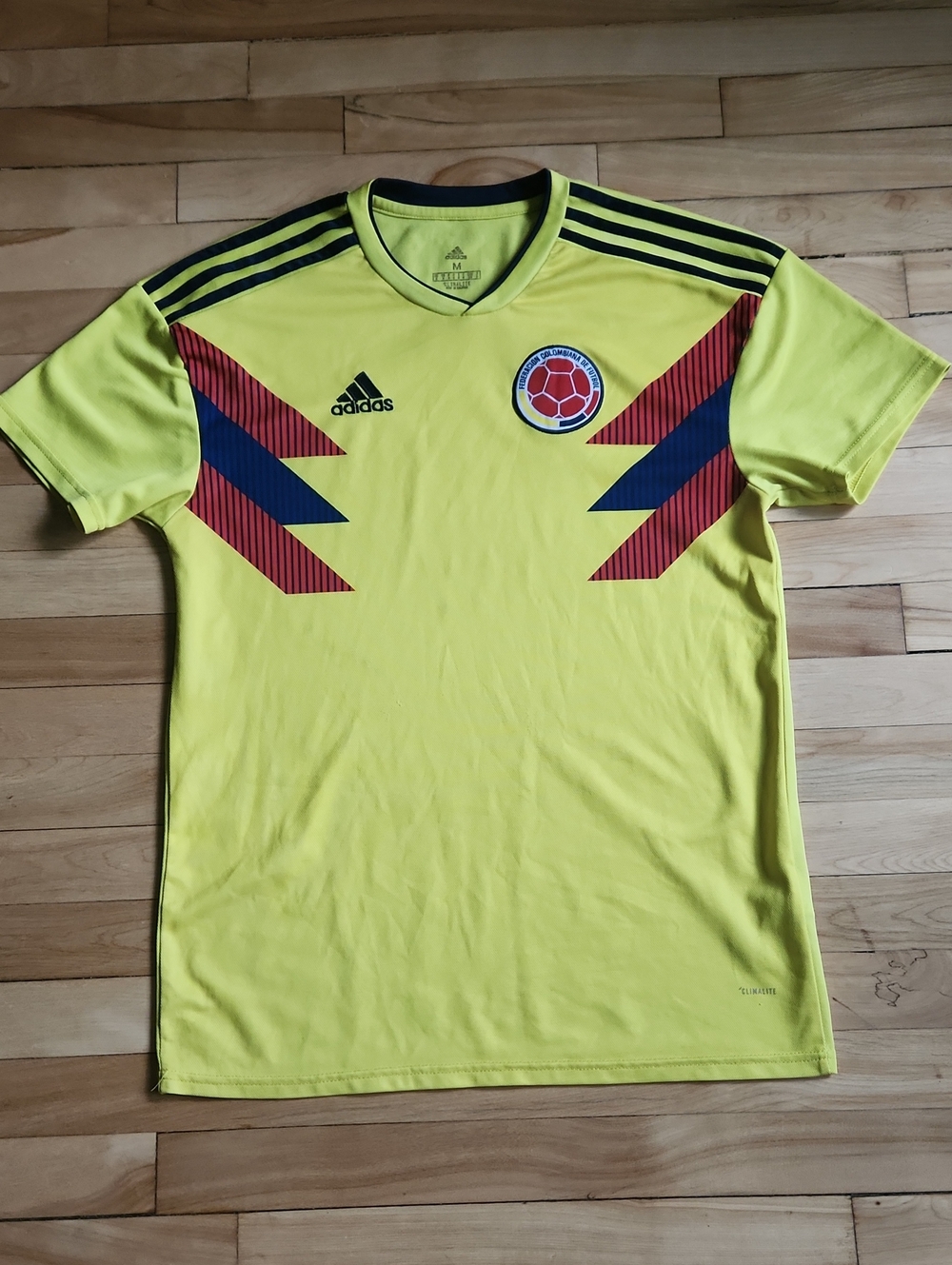 adidas Yellow Colombia Men's Football Jersey with Red & Navy Accents